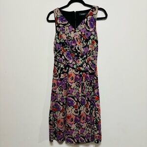 Ralph Lauren Purple and Pink Sleeveless V-Neck Midi Dress